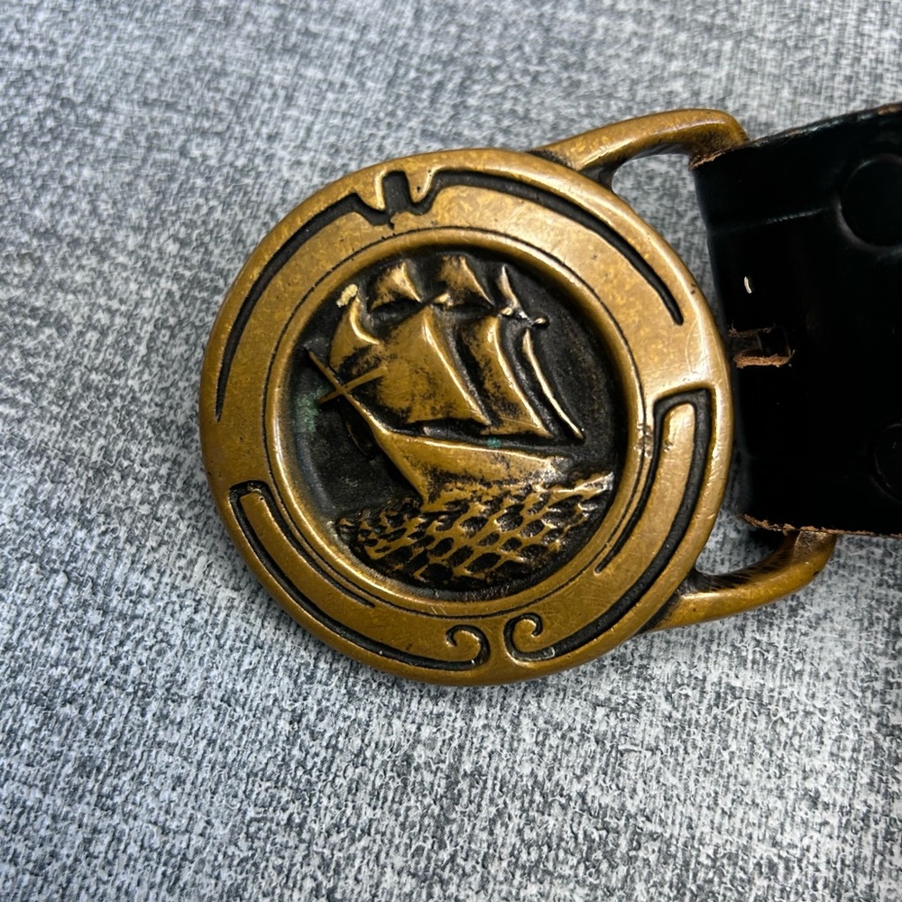 Vintage Tech Ether Solid Brass Ship Buckle With L… - image 1